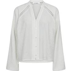 Shinacc Lace V-Shirt Bluse Broderede Detaljer - Hvid