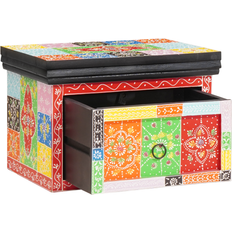 Röda Sängbord vidaXL Nattduksbord Flerfärgsdesign 40 x 30 x 28 cm Massivt Mangoträ Sängbord