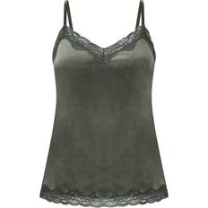 Hunkemöller Overdele Hunkemöller Cami Top Velours Lace - Grøn
