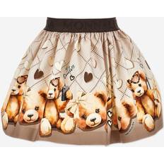 Girls Cotton Twill Teddy Bear Skirt - Brown