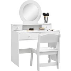 MDF Dressing Table Aiyaplay Kids Dressing Table Set Pink White