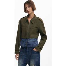 Desigual Militær-inspireret Kort Denimjakke - Blå/Grøn