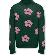 Grøn - Piger Striktrøjer Only Pullover Kognaja Striktrøje - Grøn/Pink