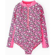 Nike Polyamide Children's Clothing Nike Younger Girls Bubble Font Long Sleeve One Piece Swimsuit - Pink