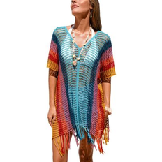 Purple Swimsuit Cover-Ups & Sarong Wraps Cupshe Striped Cover-Up Mini Dress - Multi