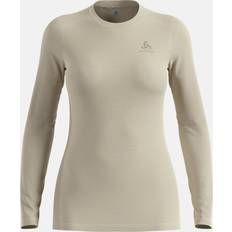 Beige - Women Base Layers Odlo Merino 160 Bl Top Crew Neck - Sand/Grey