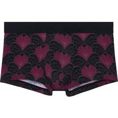 Florals - Men Underwear Hom Temptation Carlyle Floral Hearts Print Boxer Trunk - Black/Bordeaux