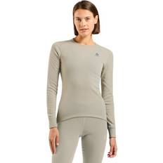 Beige - Dame Toppe svedundertøj Odlo BL Top Crew Neck Active Warm Eco Syntetic - Beige/Grå