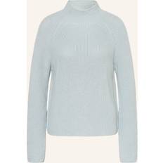 Pullover Longsleeve Standup Coll Sweaters - Silvery Blue