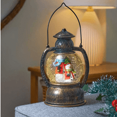 Orange Lanterns Christmas Light Up Snow Swirl Frosty Lantern