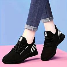 Trainers Temu Women's Knit Breathable Striped Sneakers - Korean