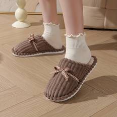 Slippers Temu Women's Cozy Slippers Bowknot Closed Toe - Solid Color