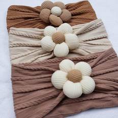 Shein Flower Baby Girls Nylon Headbands - Beige Pink Khaki