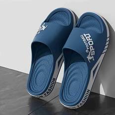 Men Slides Temu Men's Lightweight Eva Slide Sandals - White/Navy/Lime Green