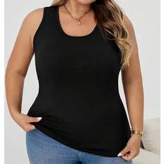 5XL Tank Tops Shein Plus Size Solid Simple Slim Fit Tank Top - Winter