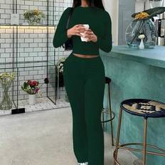 Shein Belly-Baring Long-Sleeved Slim-Fitting Lace-Up Pants