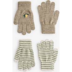 Konges Sløjd Grøn Vanter Konges Sløjd Filla 2 Pack Filla Gloves - Lemon/Stripe