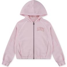 Levi's Girls Pink Cotton Hooded Zip-Up Top Appliqué Logo