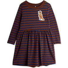 104/110 Kjoler Børnetøj Mini Rodini Brown Stripe Bird Patch - Brun/Blue