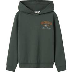 Name It Grøn Hoodies Name It Økologisk Bomuld Hoodie Nkmnewi Ls Nreg Sweat - Bru