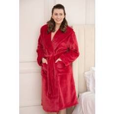 Camille Robes Camille Fleece Ribbed Collar Robe - Burgundy