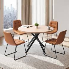 Orange Bordsgrupper VEVOR 5-Piece Table with 4 Upholstered Chairs Dining Set