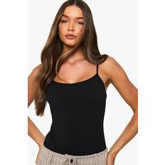 boohoo Peached Sculpt Strappy Sleeveless Bodysuit - Black