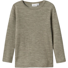 Uld Overdele Børnetøj Name It Nmnwax Uld Rib Bluse - Grøn