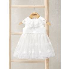 Baby Girls Embroidered Mesh Flower Girl Dress White
