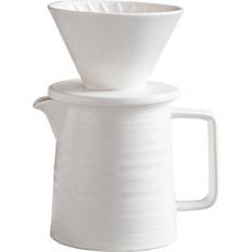 White Pour Overs GOPatriot Memory Pour Over Coffee Set Ceramic V60 Dripper and Decanter