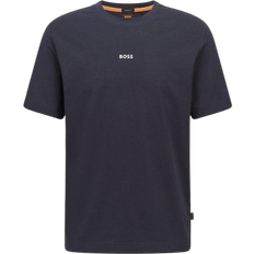 Elastane/Lycra/Spandex Tops HUGO BOSS Stretch-cotton T-shirt with logo print - Dark Blue