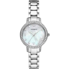 Emporio Armani för kvinnor, trehandsrörelse, 32 mm rostfritt stålfodral med rostfritt stålrem, AR11484