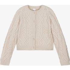 Beige Cardigans IDO Girls Beige Cable Knit Glitter Cardigan