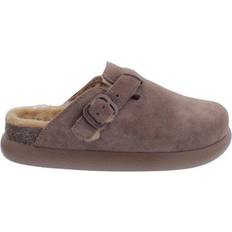 Scholl Mocka Tofflor & Sandaler Scholl Chunky Clog Veloursleder Mit Fell - Taupe