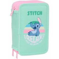 Green Desktop Organizers Stitch Green Triple Pencil Case 37 Pieces