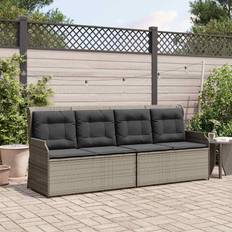 Grå - Metal Havebænke vidaXL Med Pude Grå Poly Rattan Havebænk