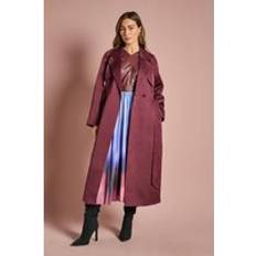 Satin Outerwear Coast Satin Occasion Belted Trench Coat - Malbec