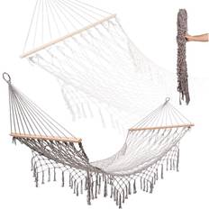 Trädgårdshängmatta Boho Mesh 200 cm Grå