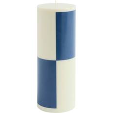 Hay Column Candle 0008 - Milky Green - Dark Blue Stearinlys
