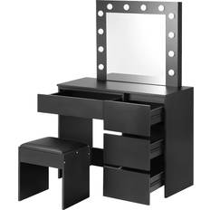 B&Q Dressing Tables B&Q Black Hollywood LED Lights Set Dressing Table