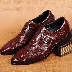Men Low Shoes Temu Men's Crocodile Print Pointed Toe Slip-On Loafers - Metal