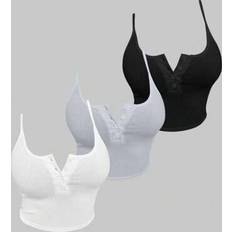 Shein Solid Color Buttoned Summer Camisole Tank Tops Set - Multiple Colors