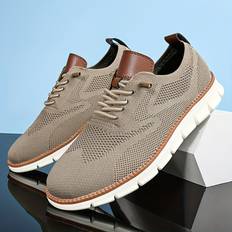 Men Trainers Temu Trendy Solid Woven Knit Breathable Sneakers - Outdoor
