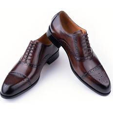 Oxford Temu Men's Cap Toe Oxfords Wear-resistant Lace-up Dress Shoes - Men's