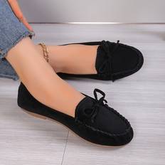 Black Trainers Temu Women's Casual Slip-On Sneakers With Knot - Breathable