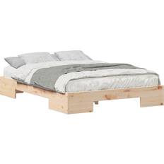 140 cm - 190 cm Senge Gulv Seng Ramme Brun 140 x 190 cm Massivt Fyrretræ Rammeseng