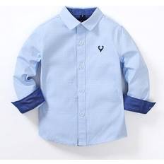 Blue Shirts Shein Young Boy Embroidered Long Sleeve Casual Shirt - Light Blue