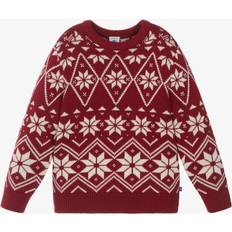 Boys - Red Knitted Sweaters Petit Bateau Boys Red Wool Cotton Knit Fair Isle Sweater