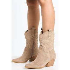 Beige Ankle Boots boohoo Faux Suede Ankle Western Boots - Beige