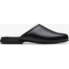 Clarks Slippers Clarks Standard Fit Leather Slippers Slip Ons - Black